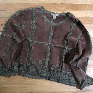 Suede Essentials Suede and crocheted top jacket